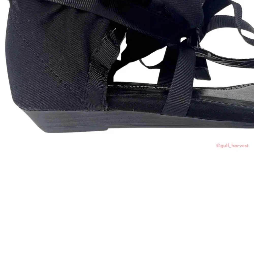 Chinese Laundry Women's Black Twill Sudoku Low Wedge Thong Sandal, Choose Size - Picture 10 of 14